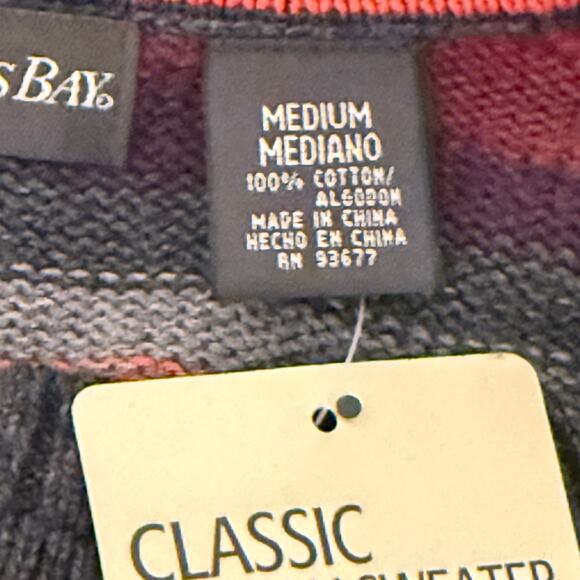 St. John's Bay Classic Striped Cotton Crewneck Sweater Size M Normcore Fall New - Picture 5 of 7